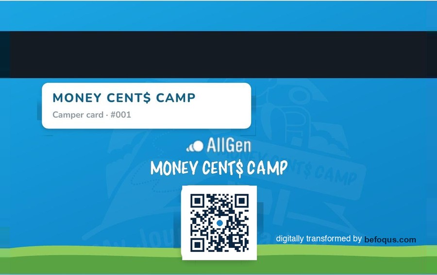 Back of a Money Cent$ camper card